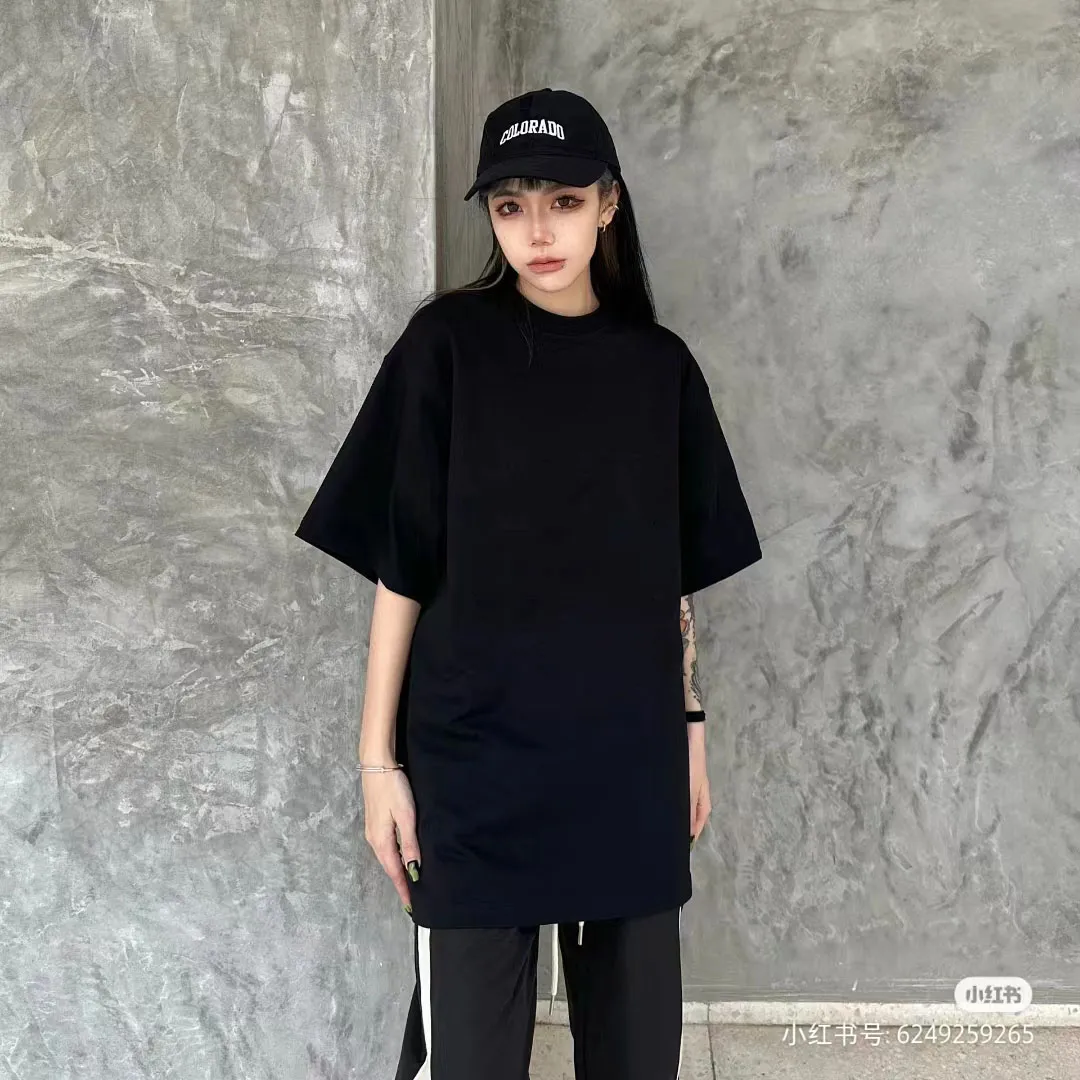 BALENCIAGA BB letter printed short-sleeved T-shirt, custom-woven and dyed 280g combed cotton fabric, zero color difference in threads, perfect details, different from the current version on the market, welcome to compare, Same Style for men and women, must-sell in the picture above Color: White Black Size: 1 2 3 4